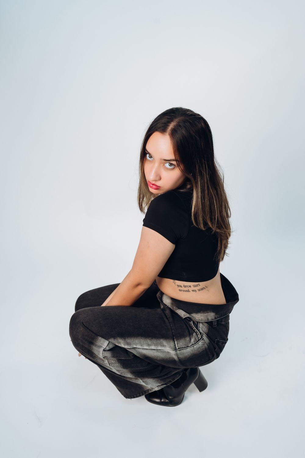 Black Square Neck Solid Crop Top - Echolope