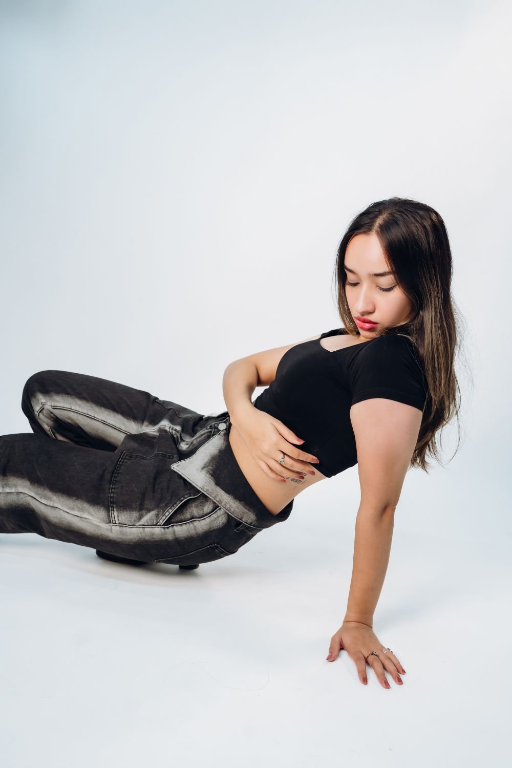 Black Square Neck Solid Crop Top - Echolope