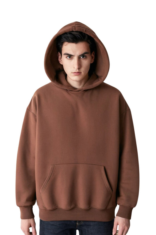 Men's Premium Oversized Dark Brown Hoodie - Echolope