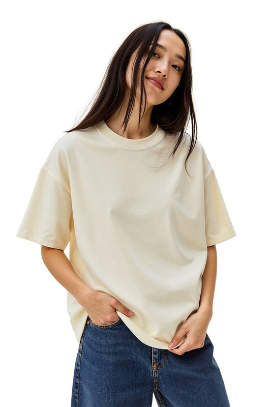 Oversized Cream Oversize T Shirt for Women - Echolope