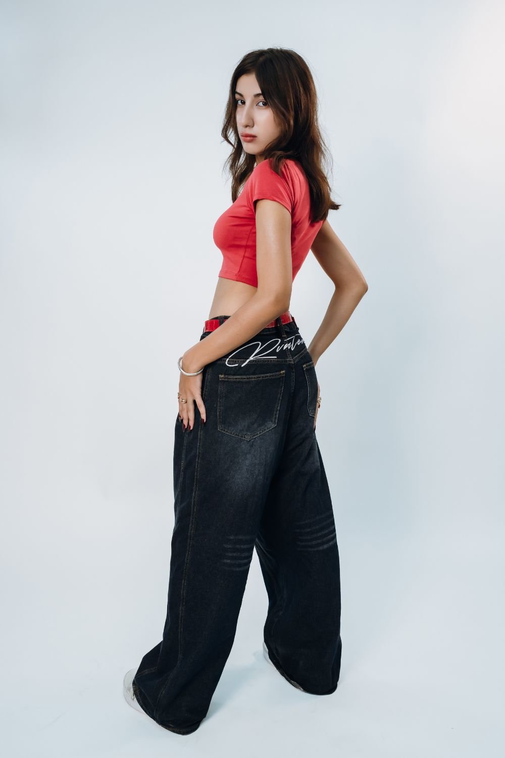 Red Square Neck Solid Crop Top - Echolope