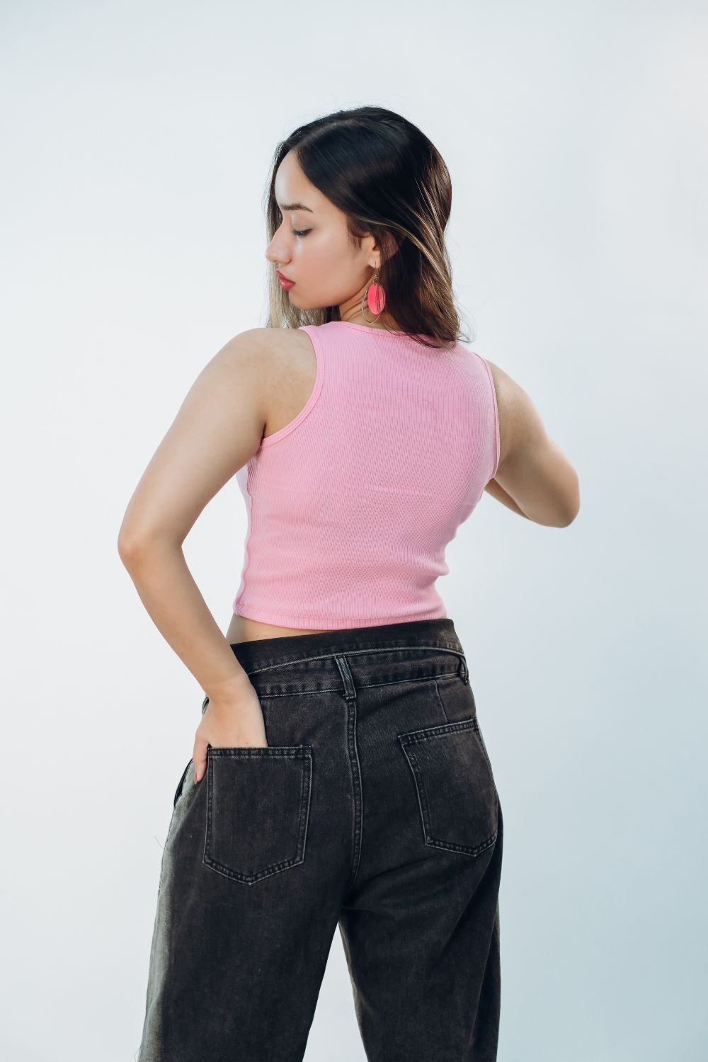 Sleeveless Ribbed Crop Top in Pink - Echolope