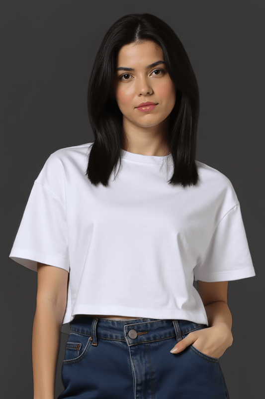 Stylish White Crop T-Shirt For Women - Echolope