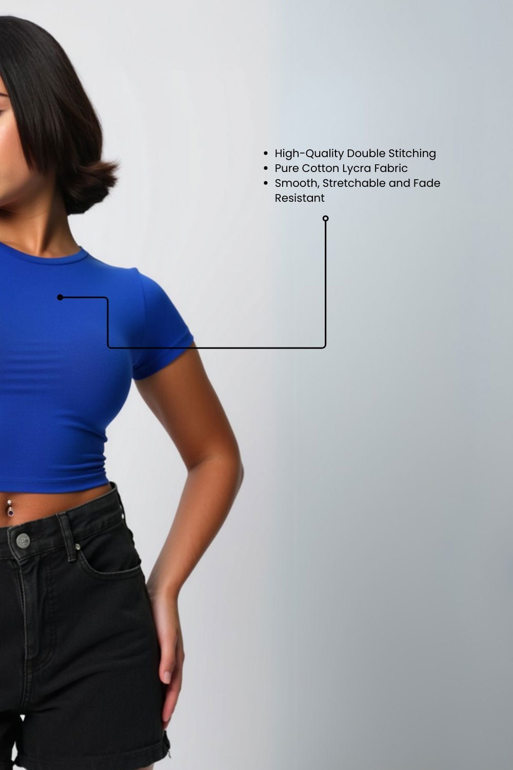 Trendy Solid Royal Blue Crop Top for Women | Baby Tees - Echolope
