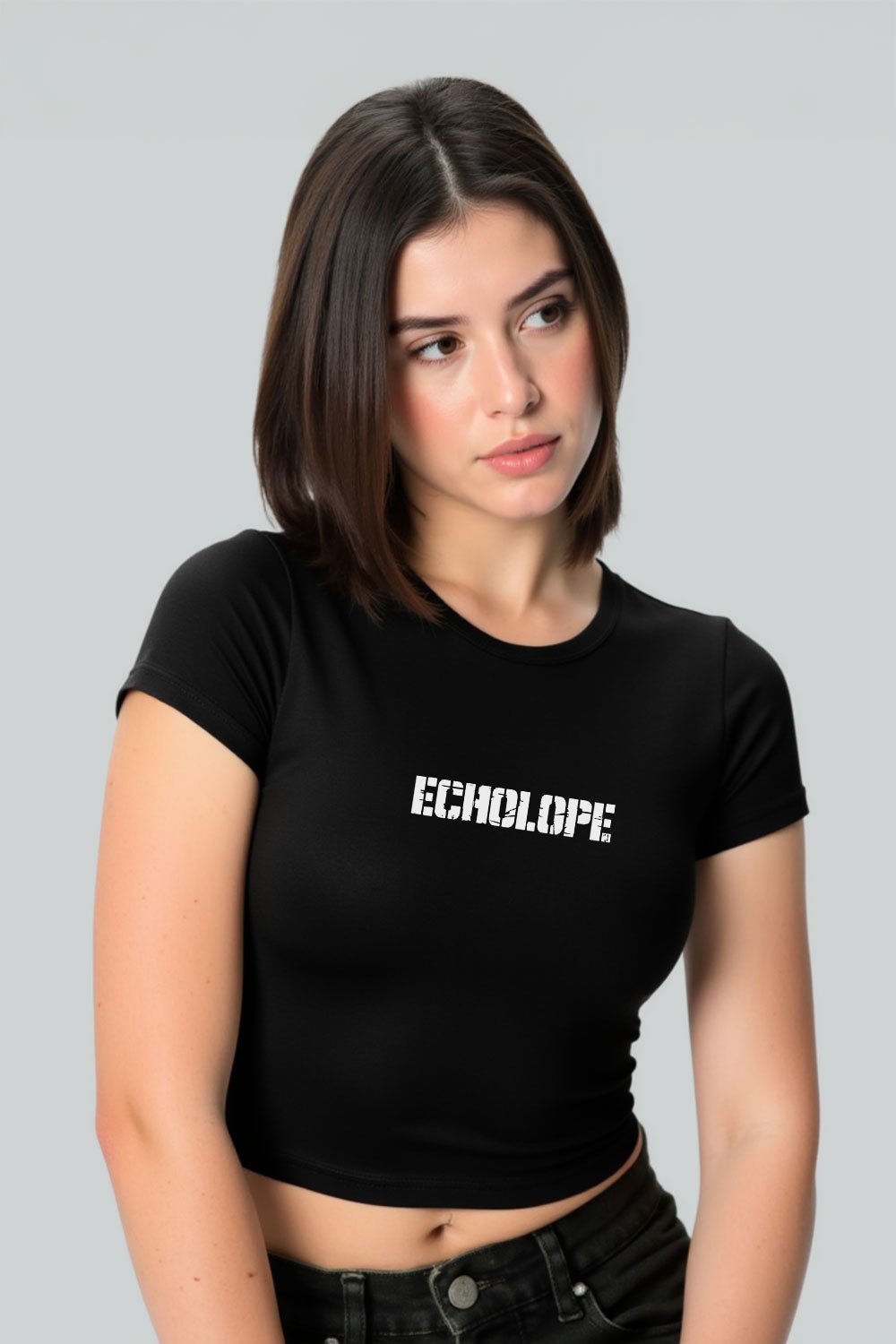Women's Black Crop Top - Echolope