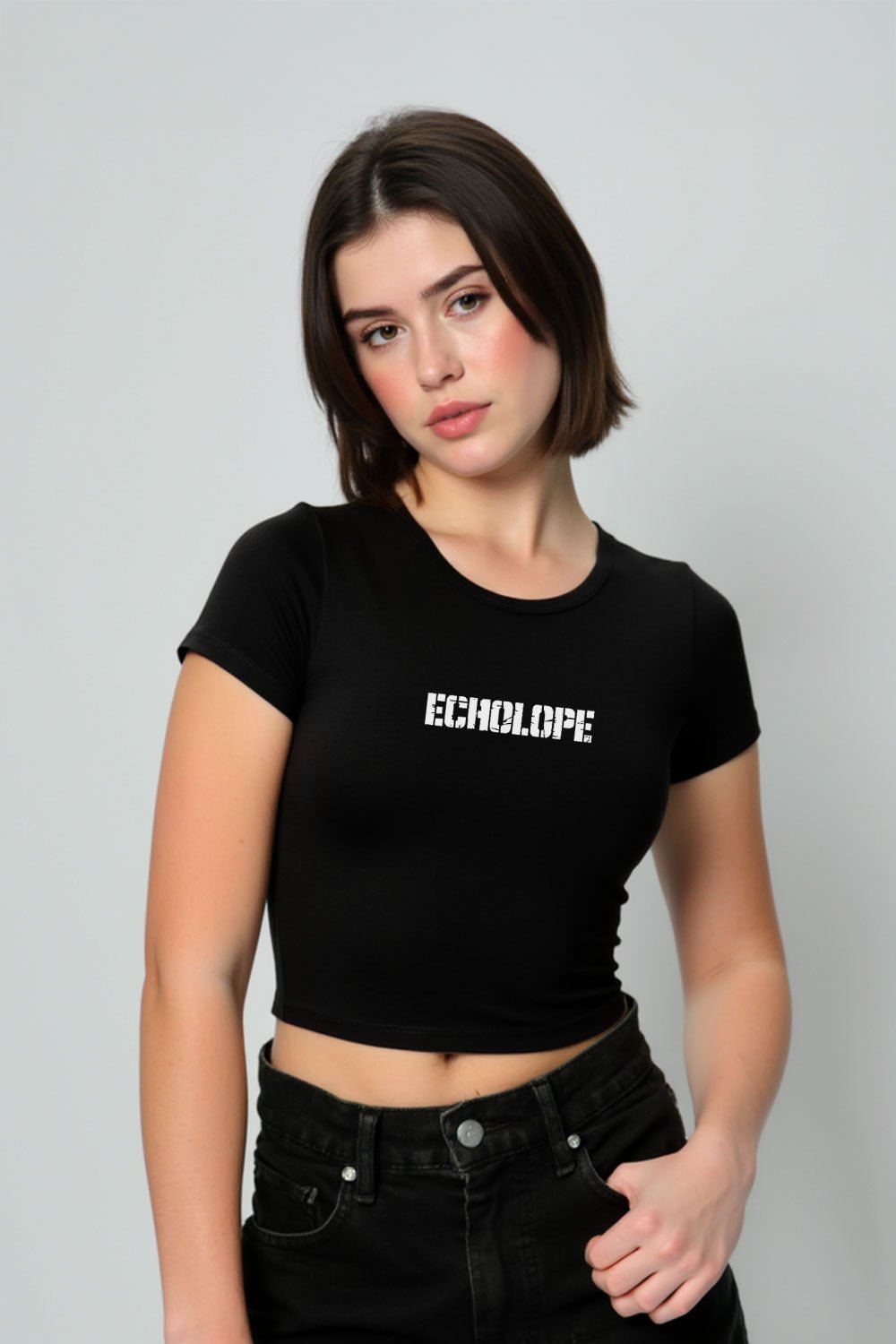 Women's Black Crop Top - Echolope