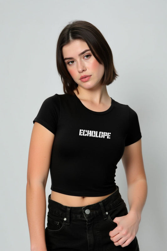 Women's Black Crop Top - Echolope