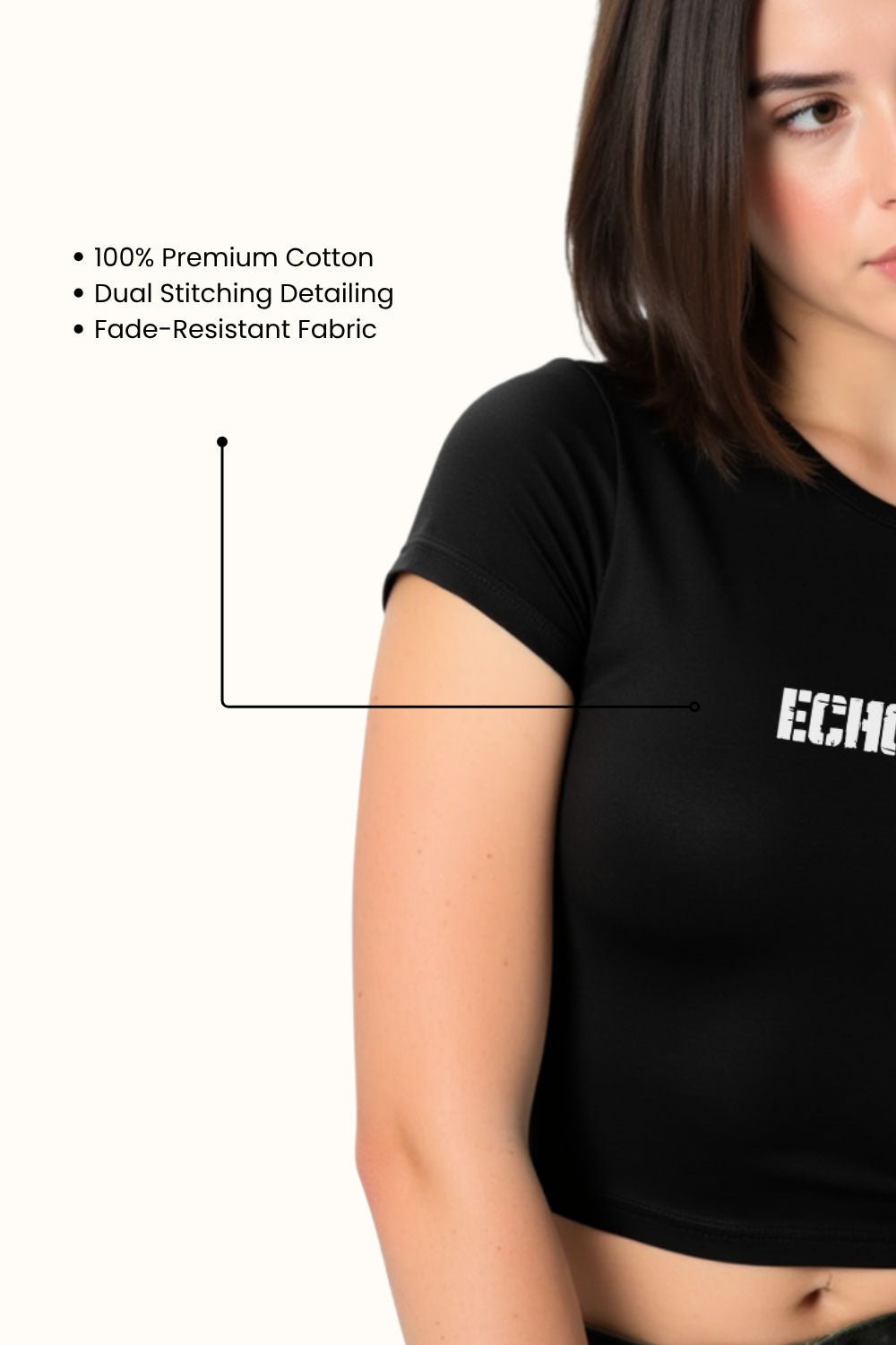 Women's Black Crop Top - Echolope