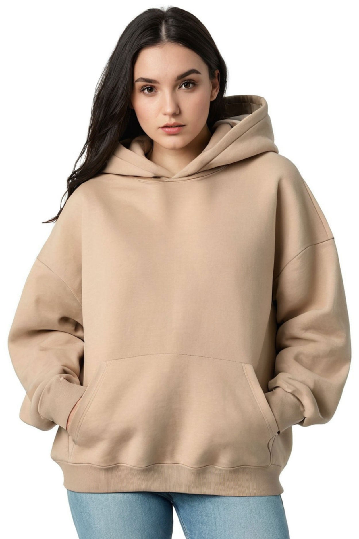 Women's Premium Oversize Beige Hoodie - Echolope
