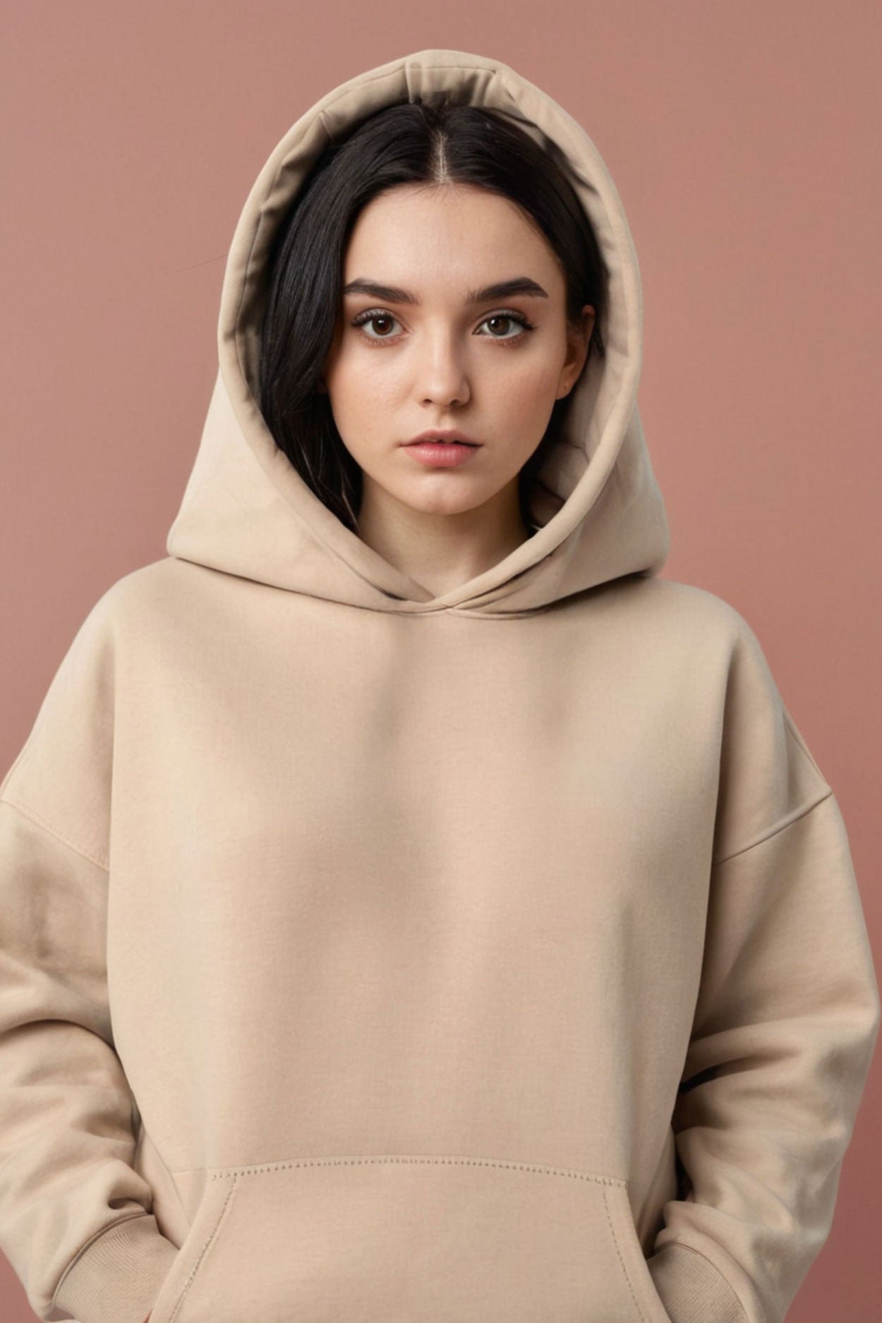 Women's Premium Oversize Beige Hoodie - Echolope
