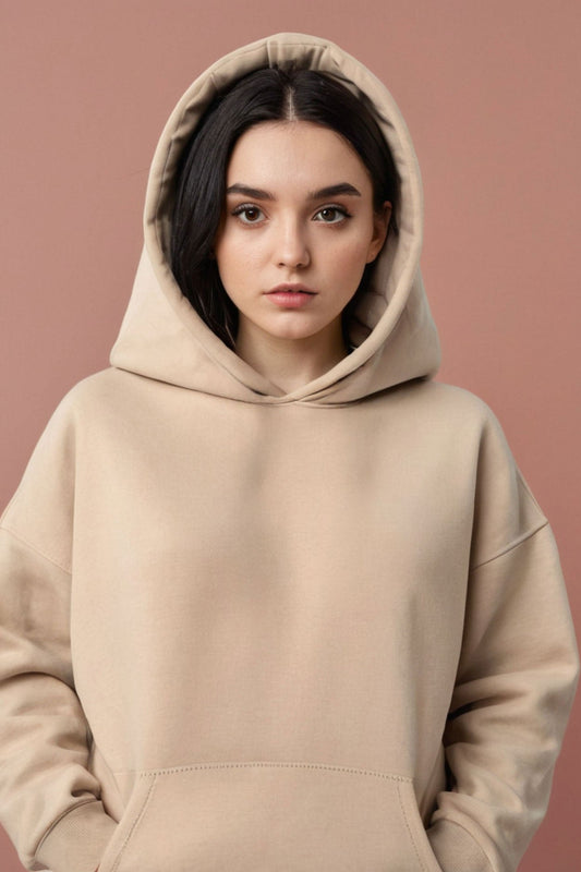 Women's Premium Oversize Beige Hoodie - Echolope