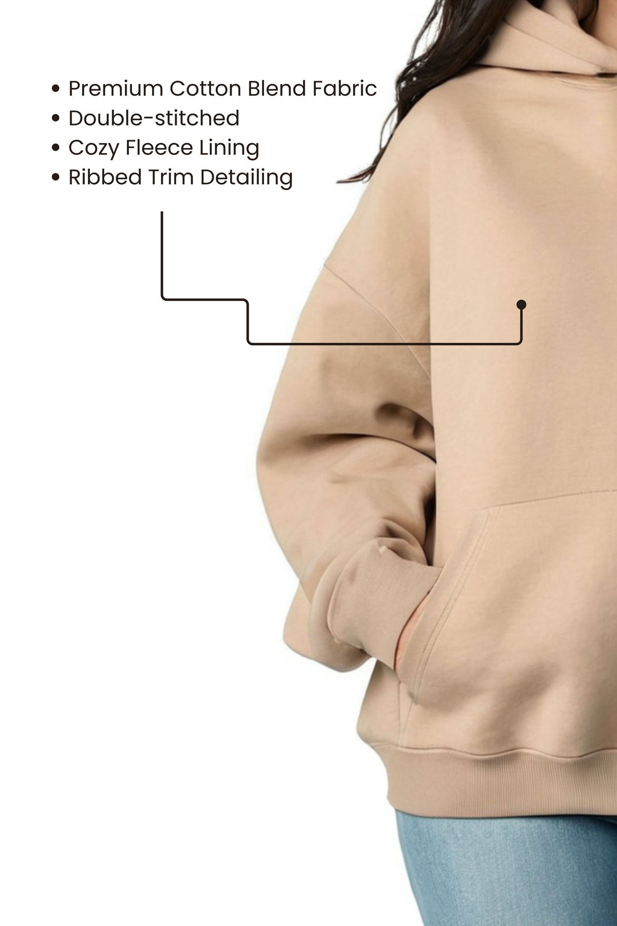 Women's Premium Oversize Beige Hoodie - Echolope