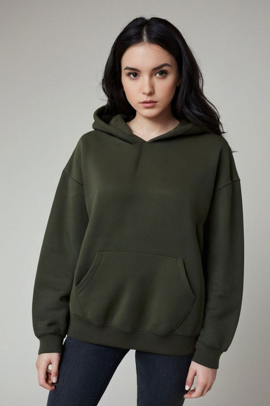 Women's Premium Oversize Olive Green Hoodie - Echolope
