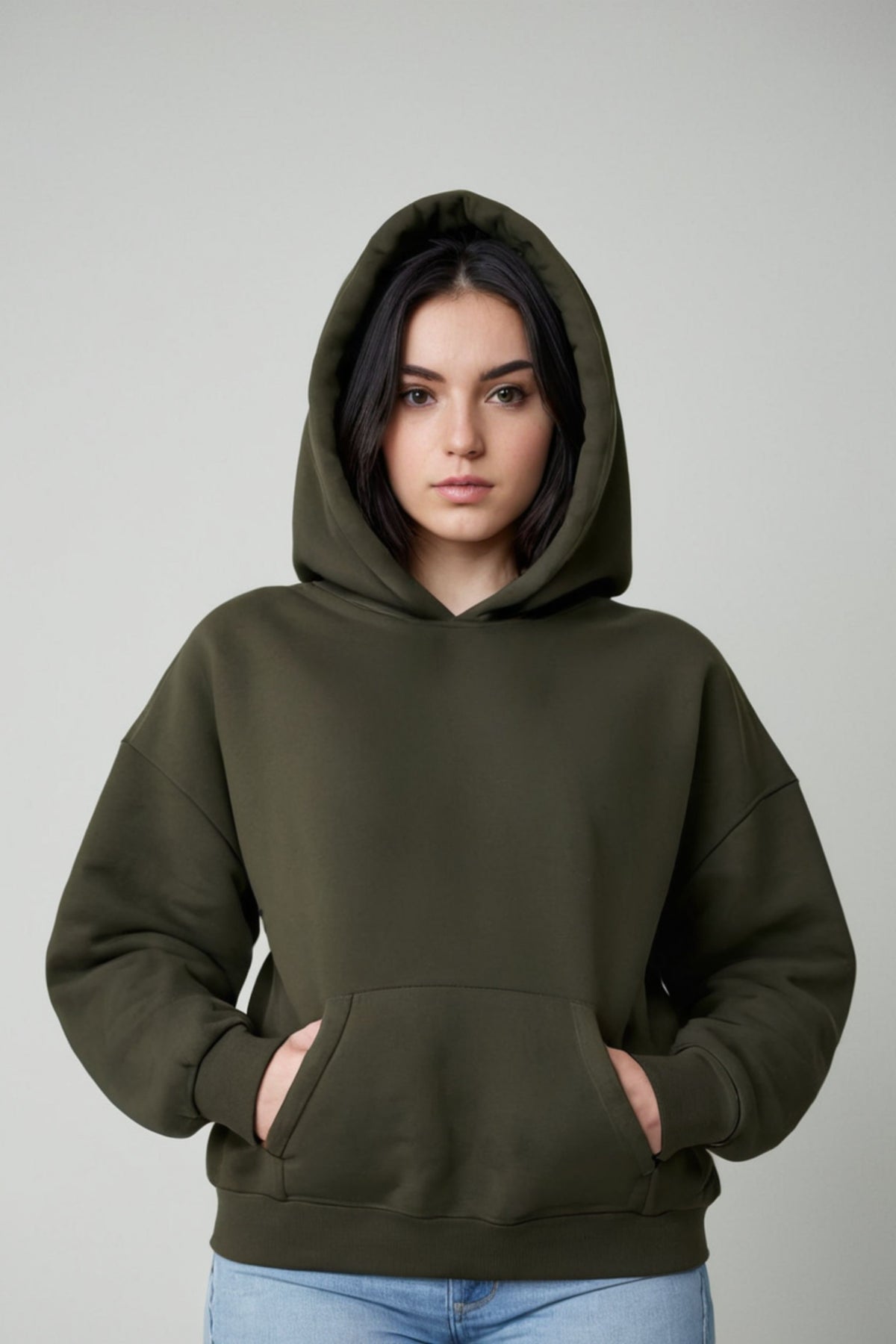 Women's Premium Oversize Olive Green Hoodie