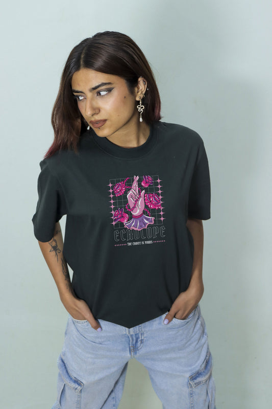 Women's Teal Relaxed Fit T-shirt | Ribbed Round Neck