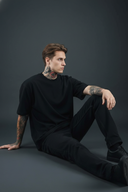 Black Solid Oversized T-Shirts