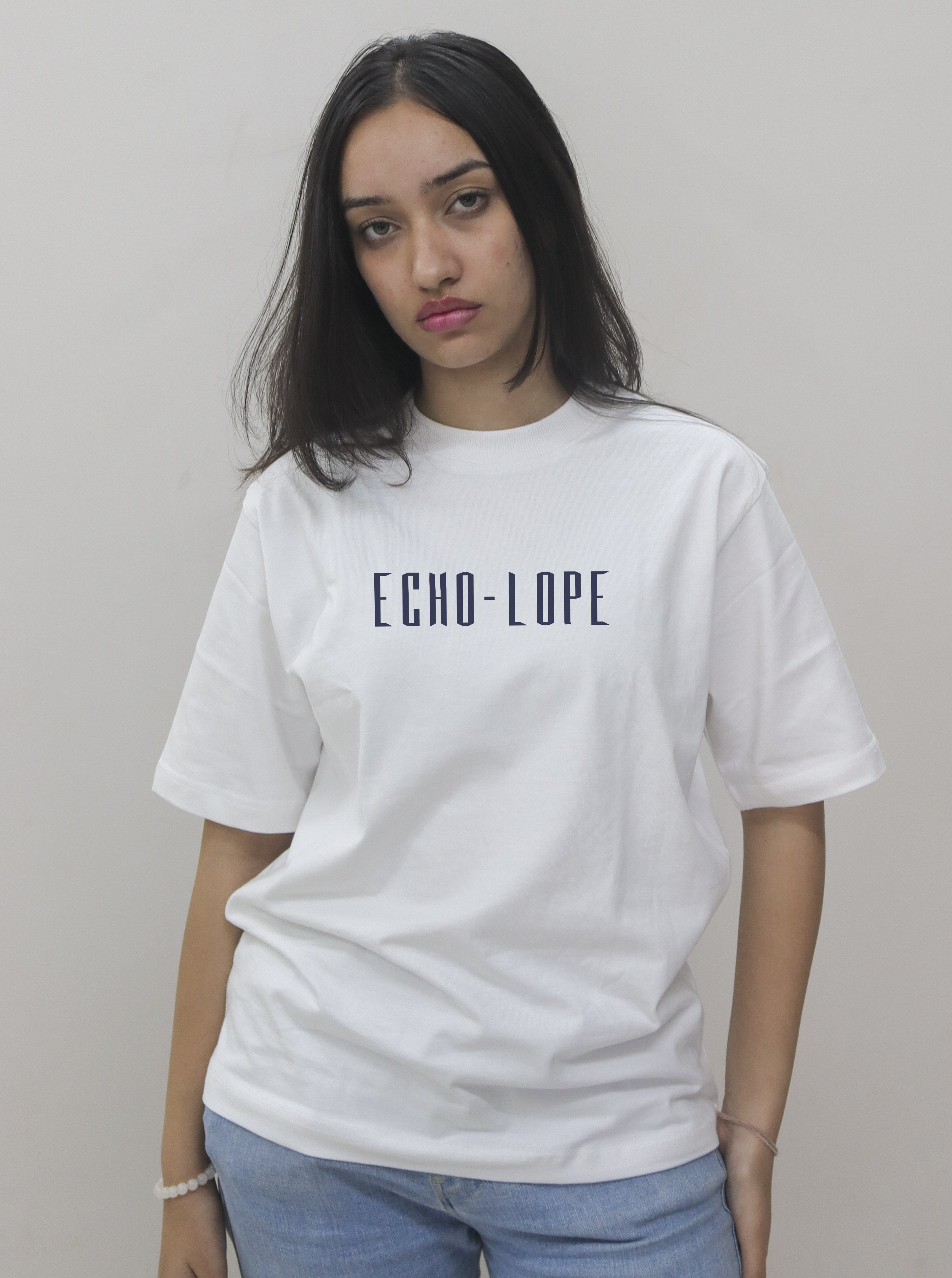 Women's Oversized Printed White T-Shirt | Round Crew Neck