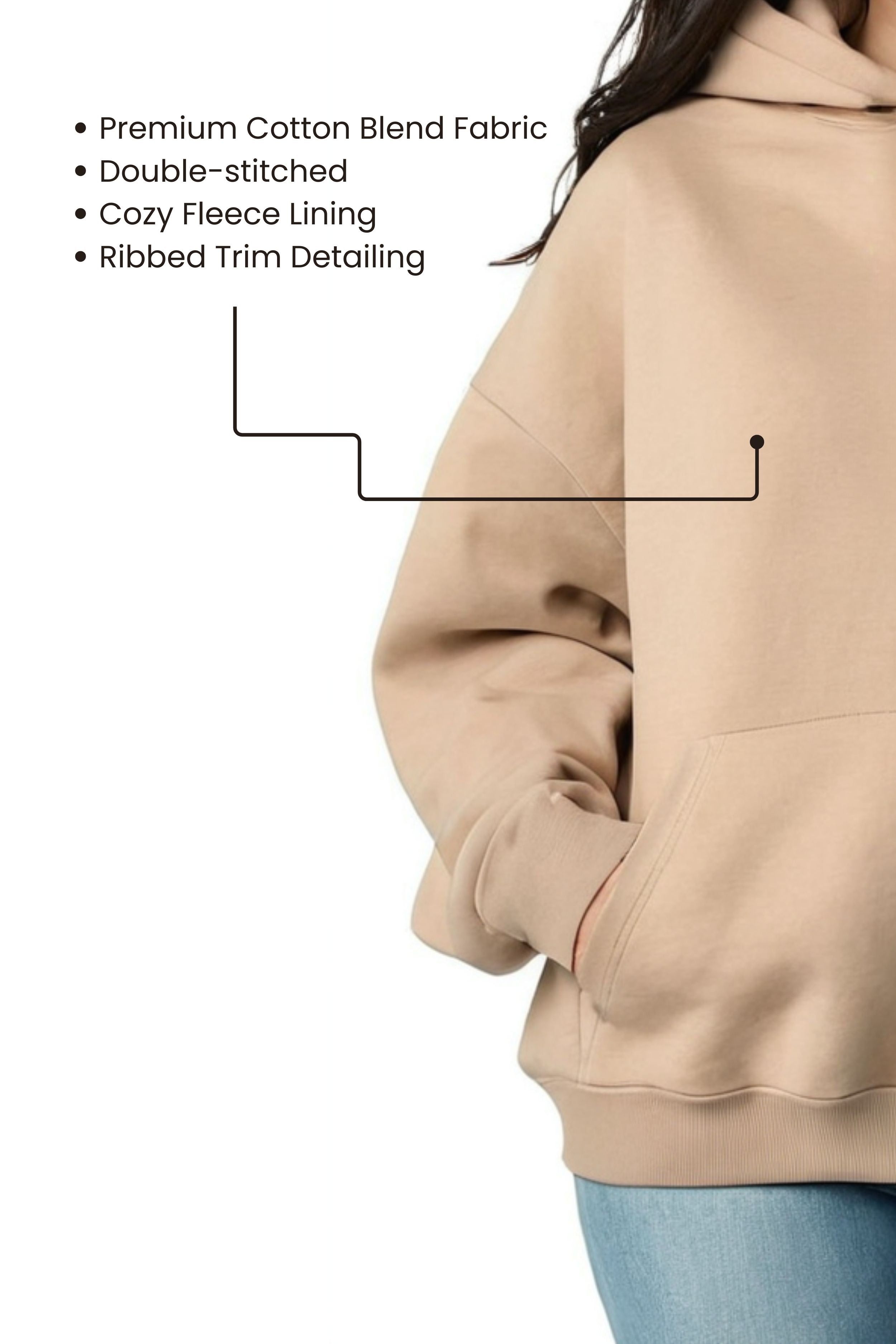 Women's Premium Oversize Beige Hoodie