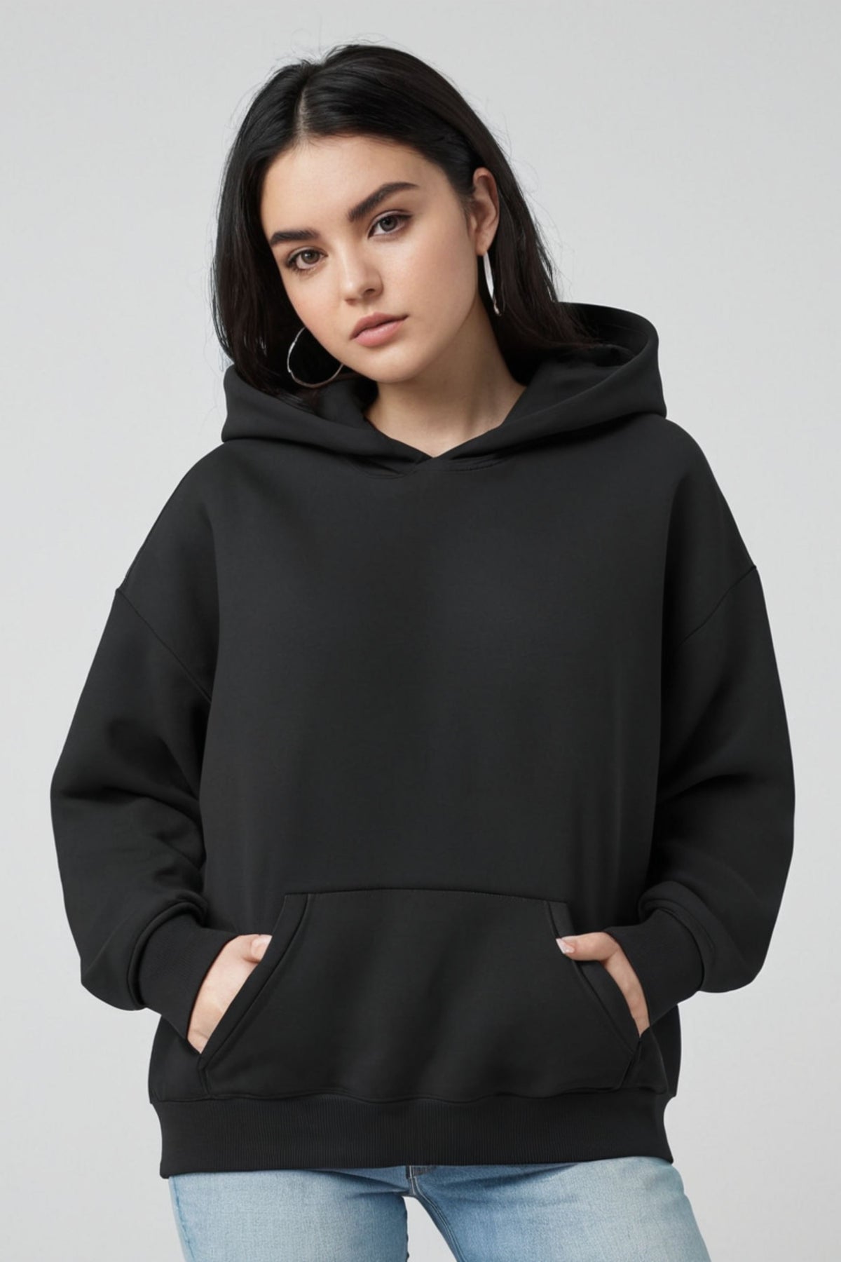 Women's Premium Oversize Black Hoodie