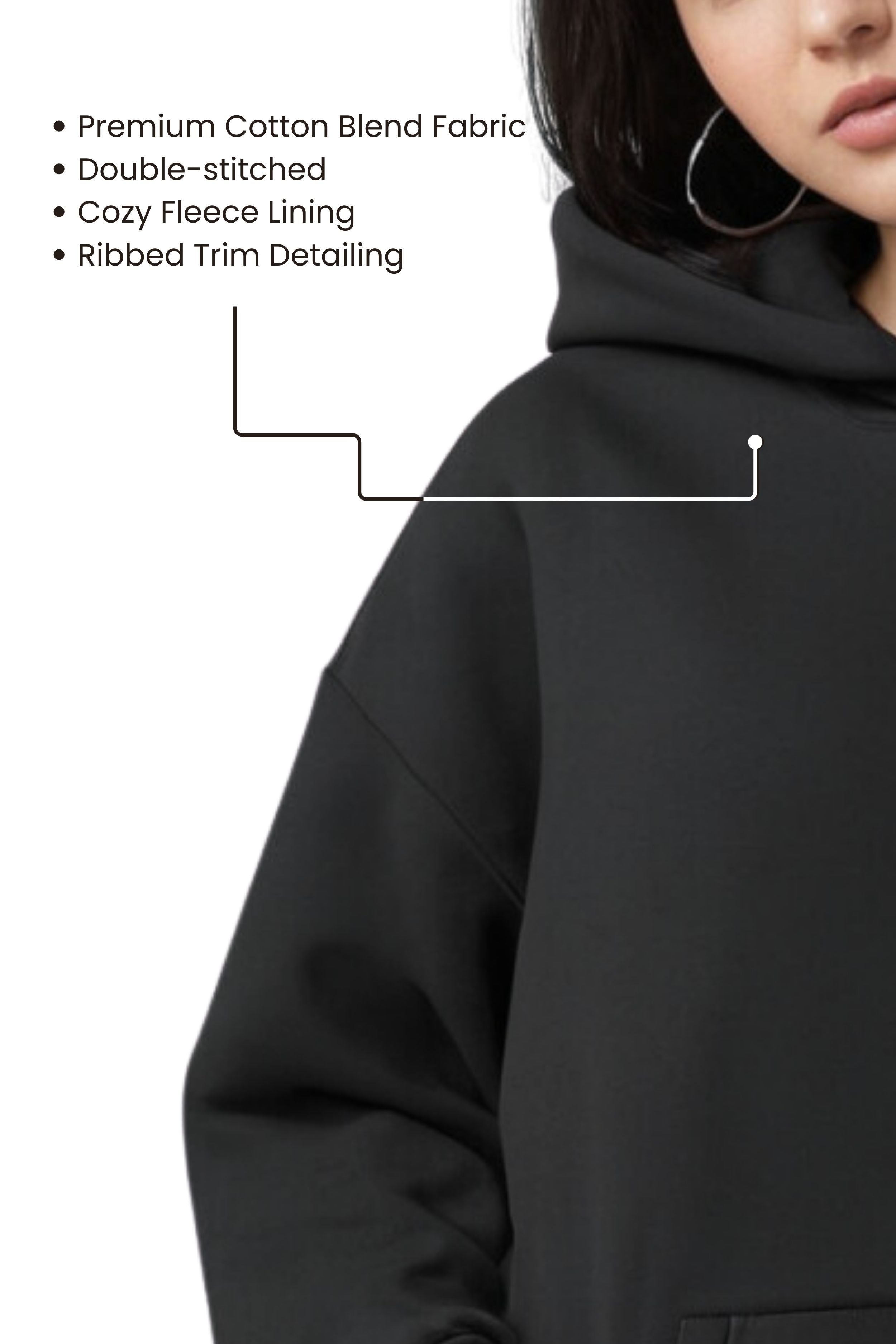 Women's Premium Oversize Black Hoodie