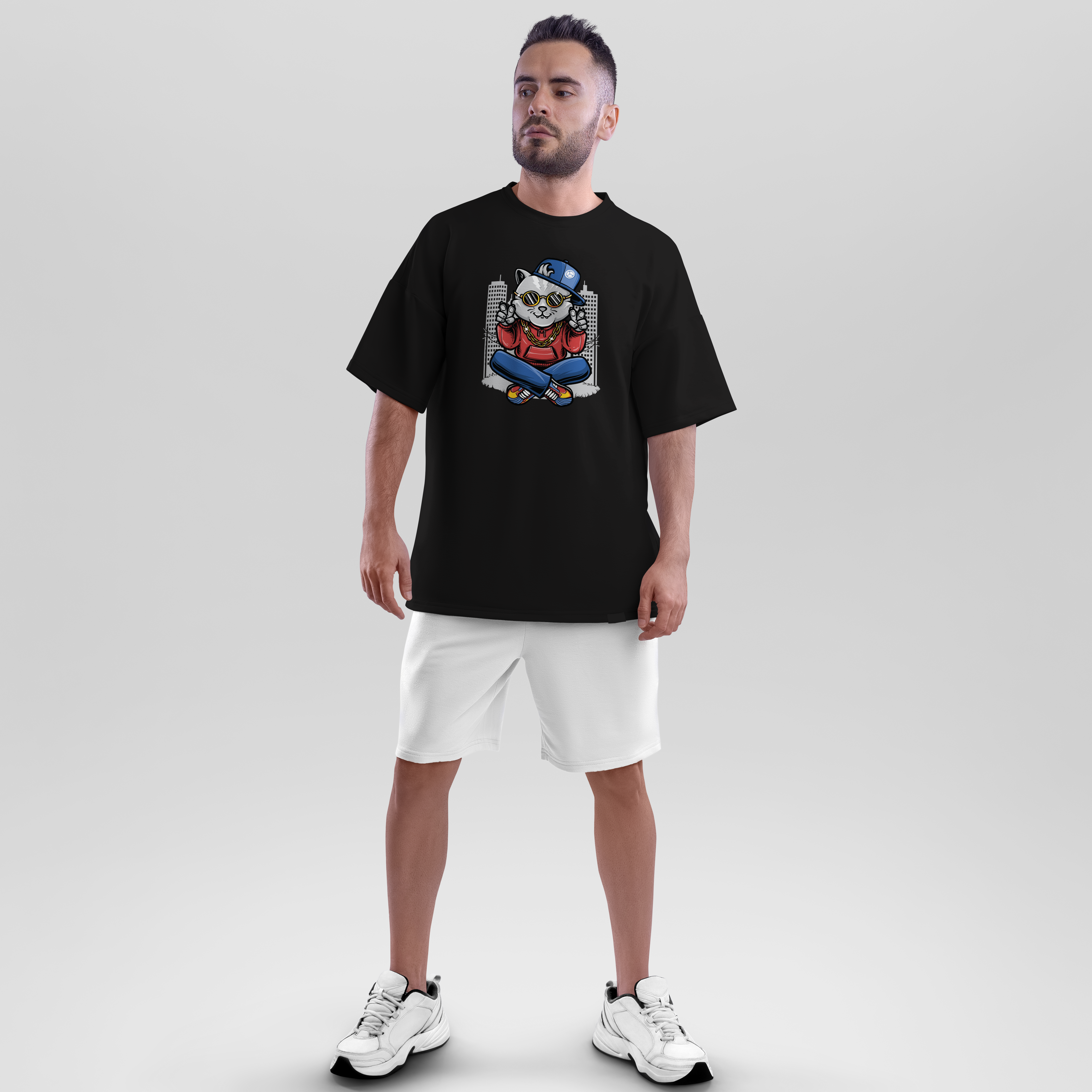 Black  Men's Streetwise Paws Oversized T-shirts