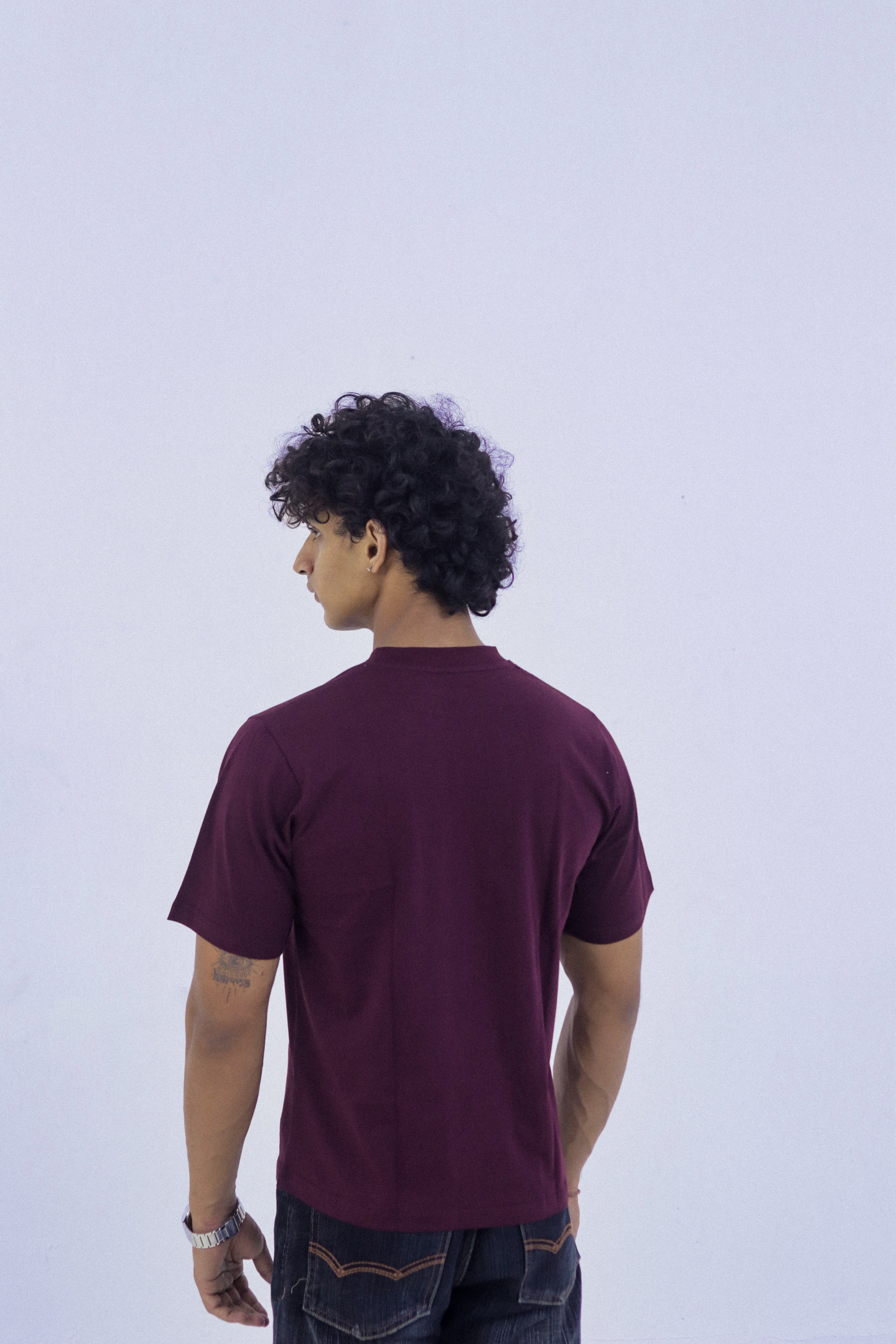 Men's Relaxed Fit Wine T-Shirt | Round Crew Neck