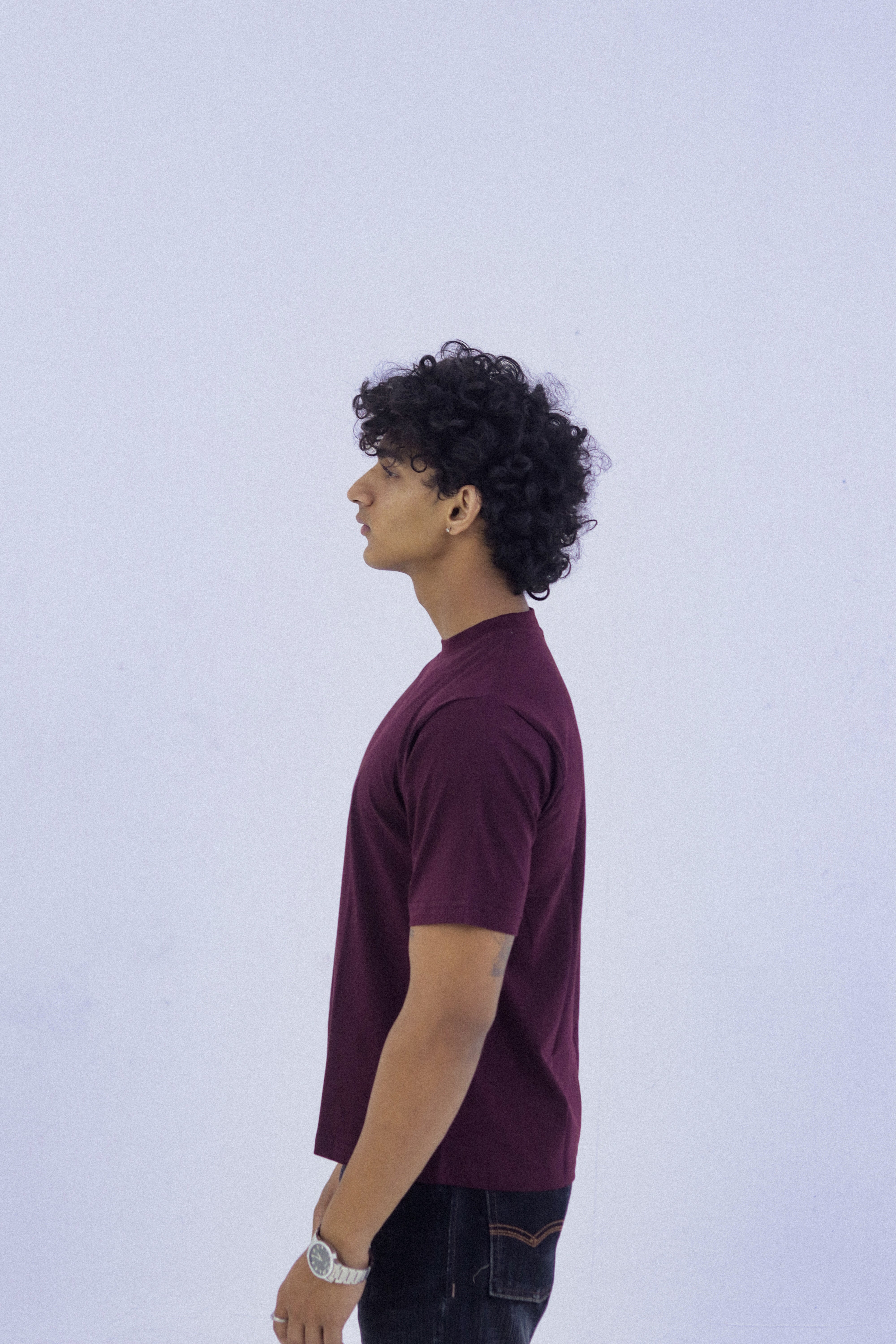 Men's Relaxed Fit Wine T-Shirt | Round Crew Neck