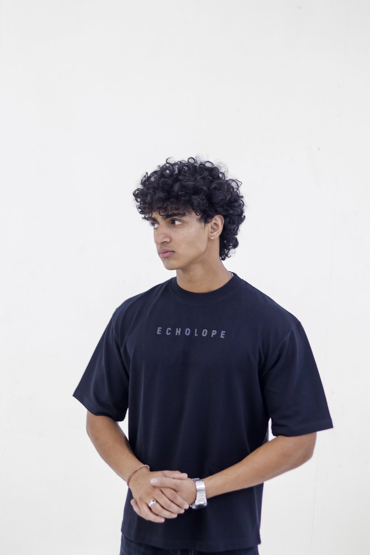 Men's Oversized Black T-Shirt | Round Crew Neck