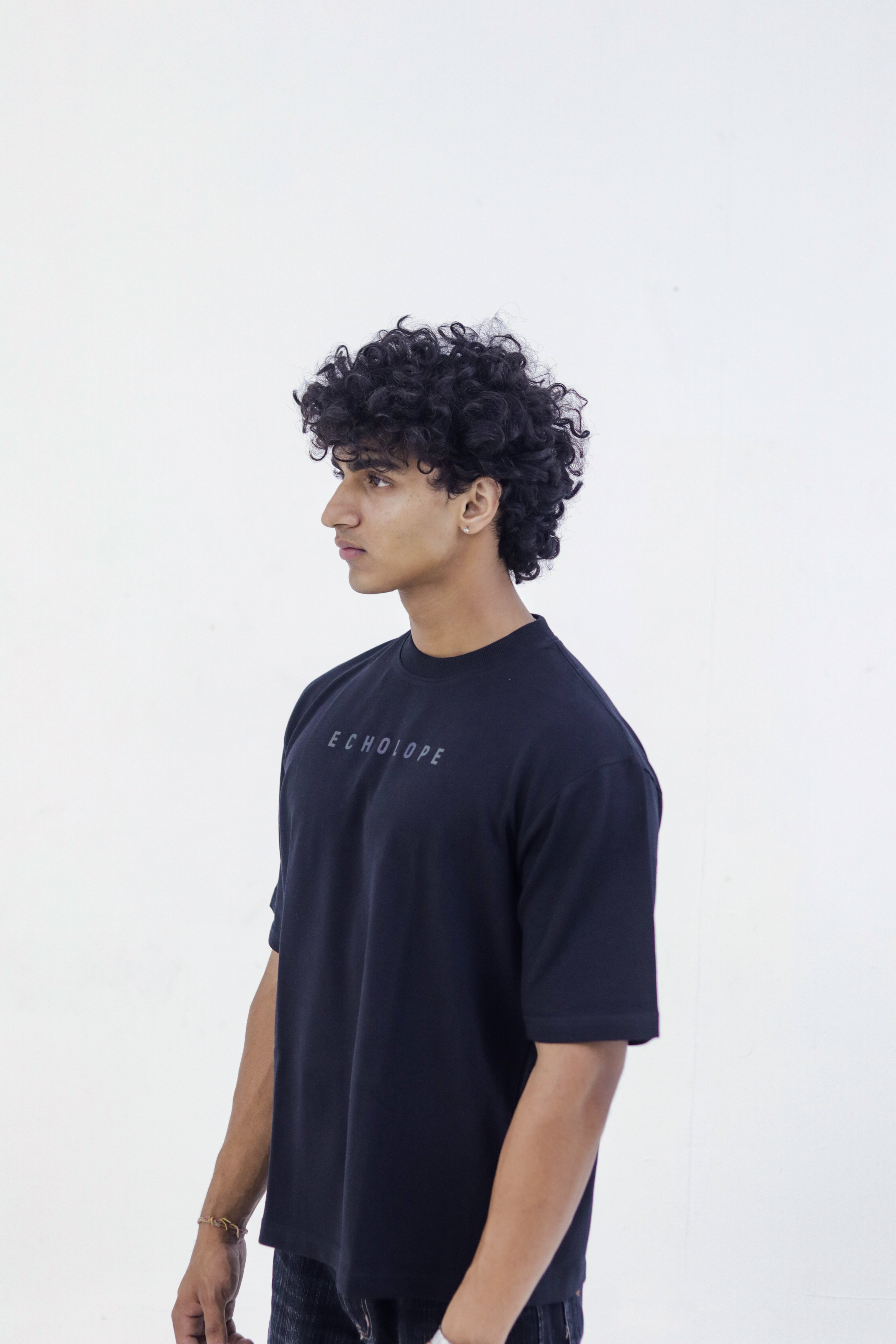 Men's Oversized Black T-Shirt | Round Crew Neck