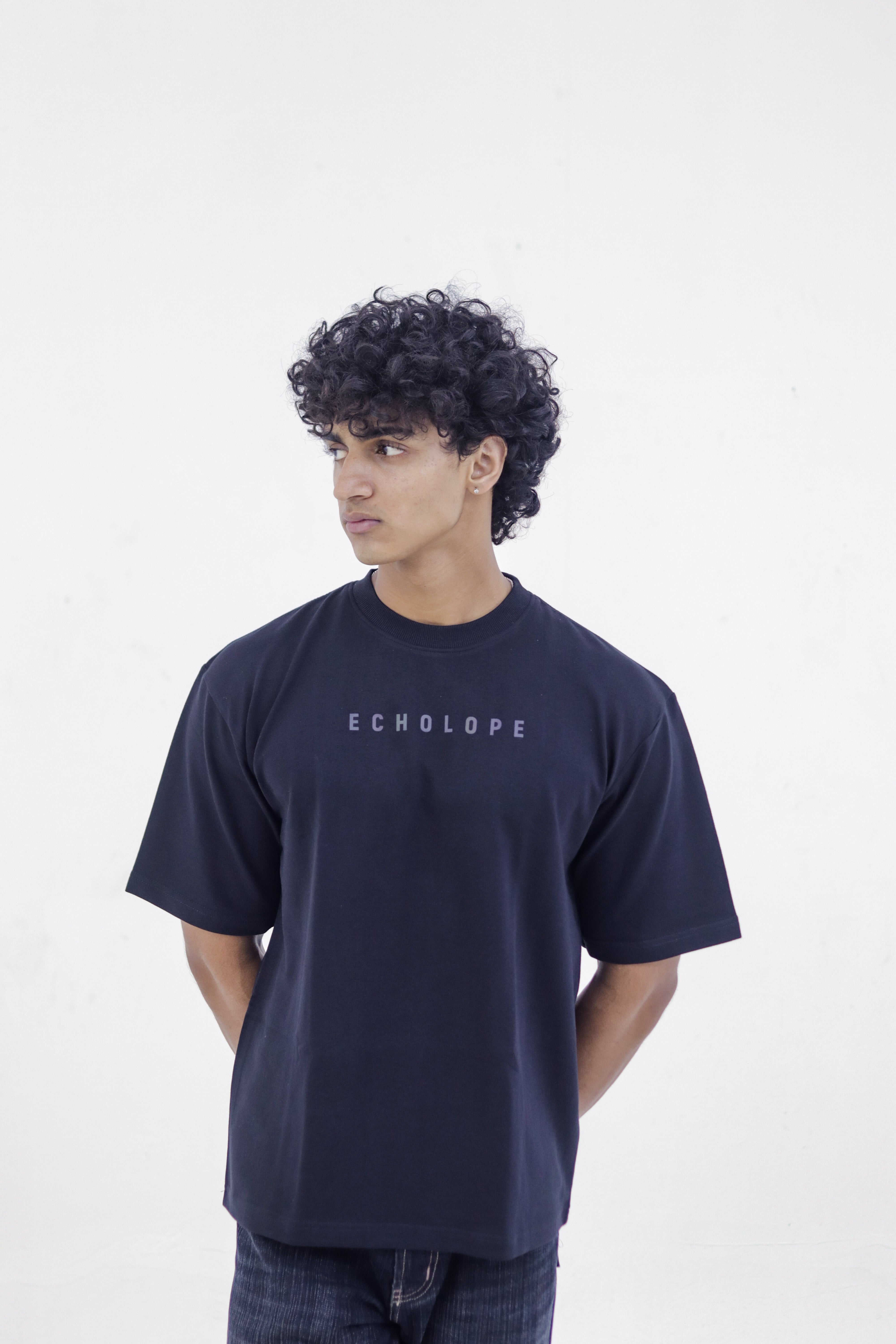 Men's Oversized Black T-Shirt | Round Crew Neck