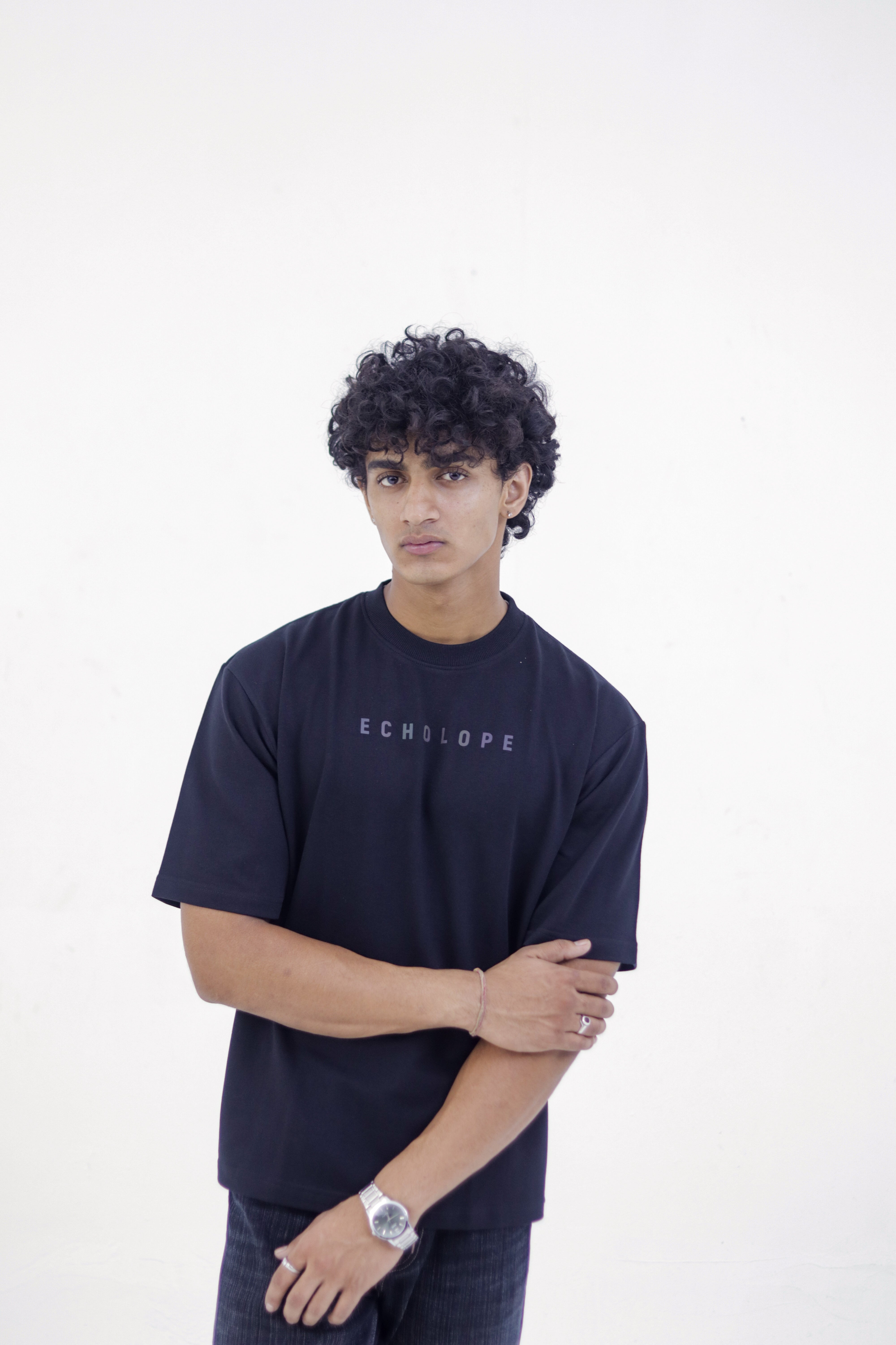 Men's Oversized Black T-Shirt | Round Crew Neck