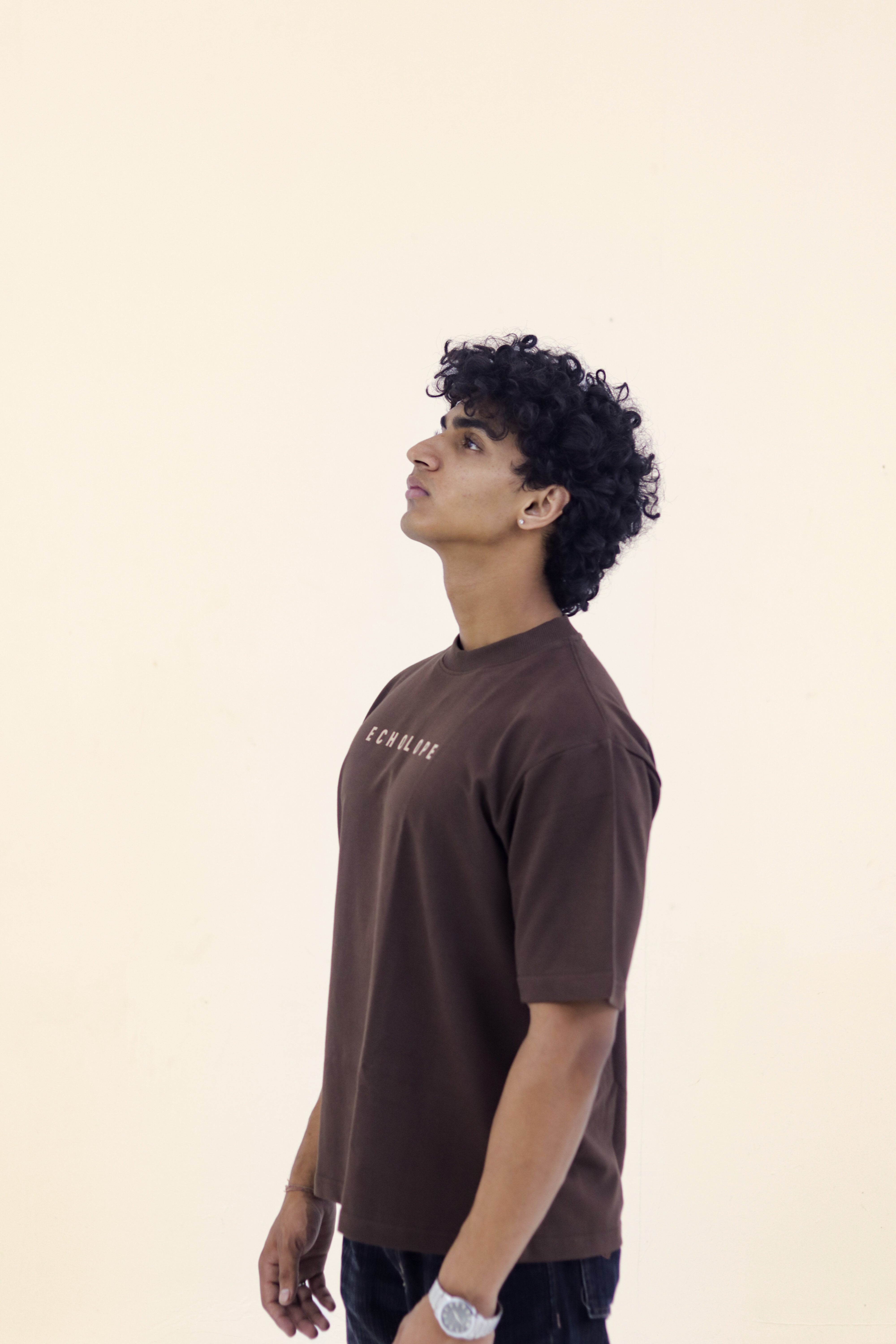 Men's Oversized Brown T-Shirt | Round Crew Neck