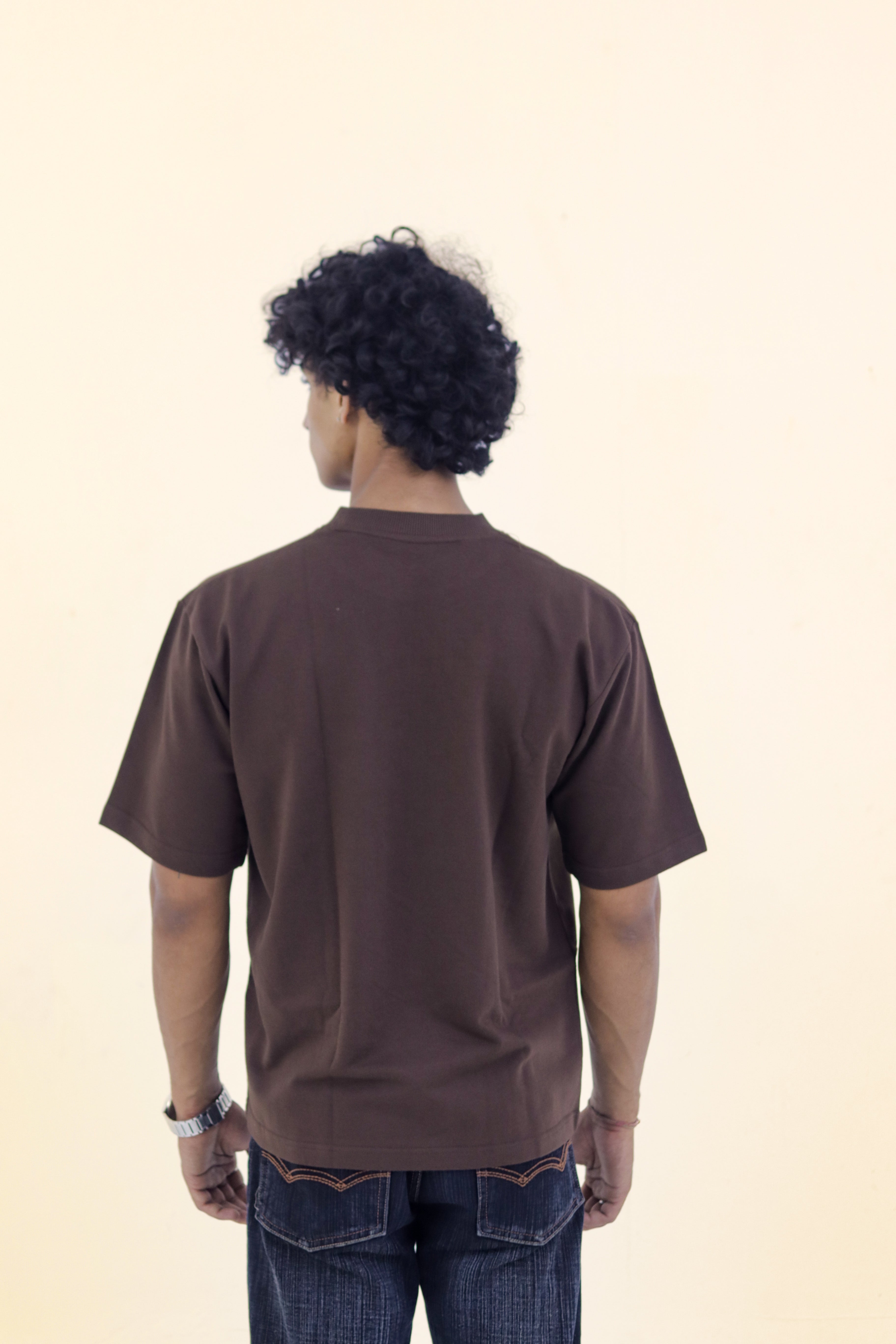 Men's Oversized Brown T-Shirt | Round Crew Neck