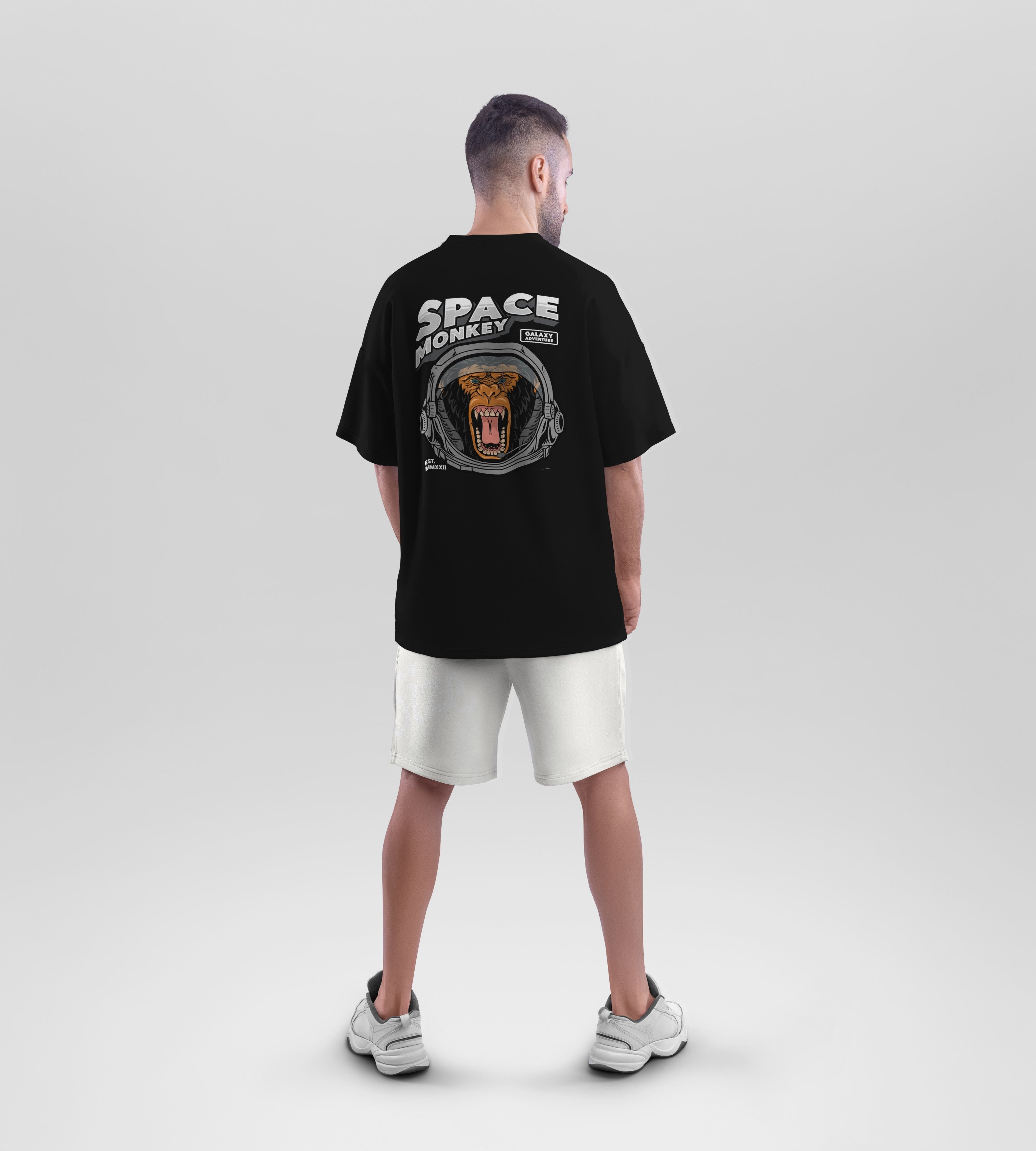 Black Men's T-shirt Monkey Space