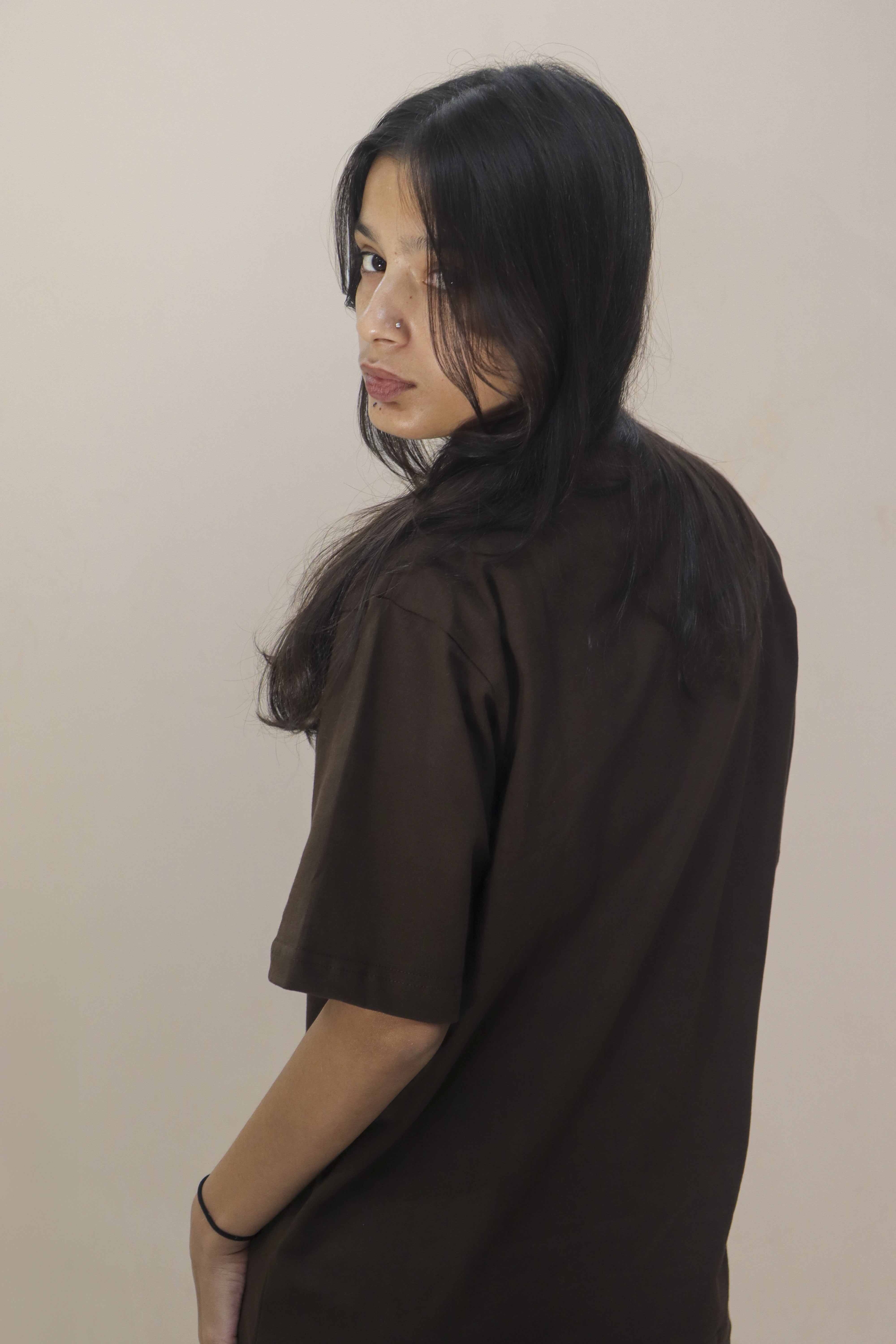 brown t shirt for women -back side