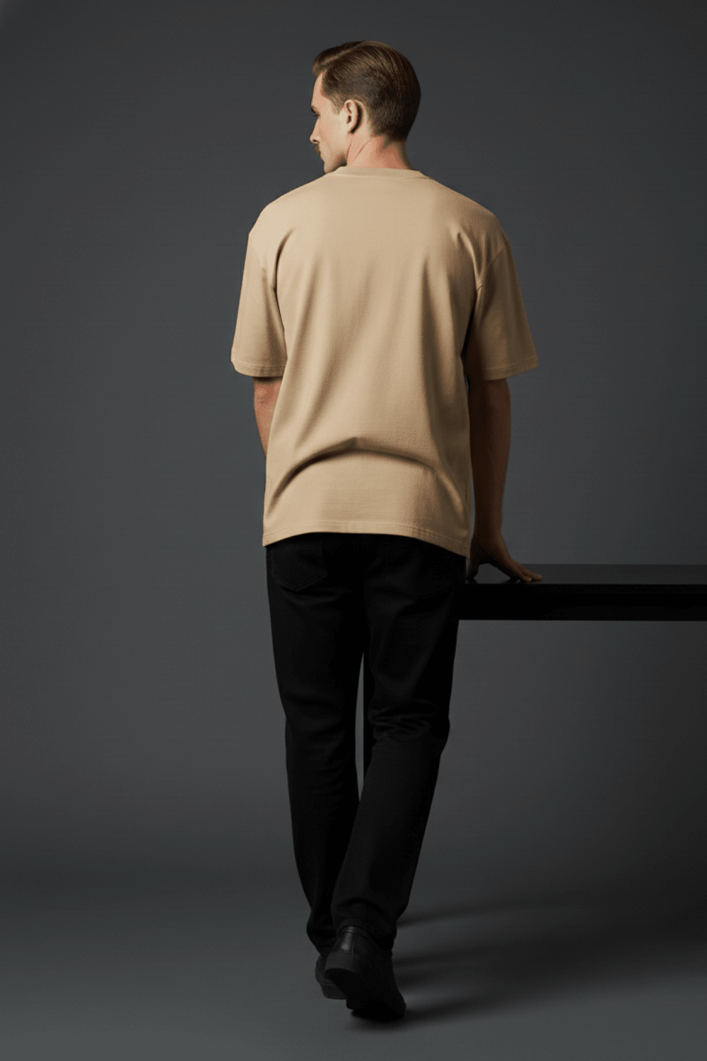 Beige Solid Oversized T-Shirt - Echolope