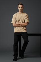 Beige Solid Oversized T-Shirt - Echolope