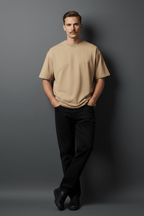 Beige Solid Oversized T-Shirt - Echolope