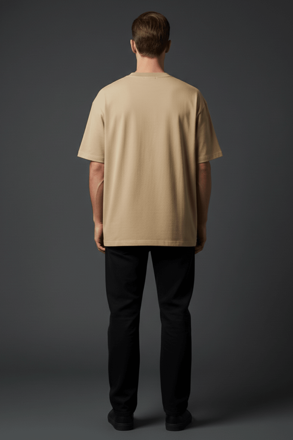 Beige Solid Oversized T-Shirt - Echolope