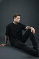 Black Solid Oversized T-Shirts - Echolope