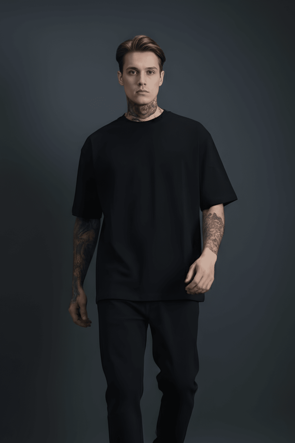 Black Solid Oversized T-Shirts - Echolope Main image