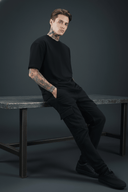 Black Solid Oversized T-Shirts - Echolope