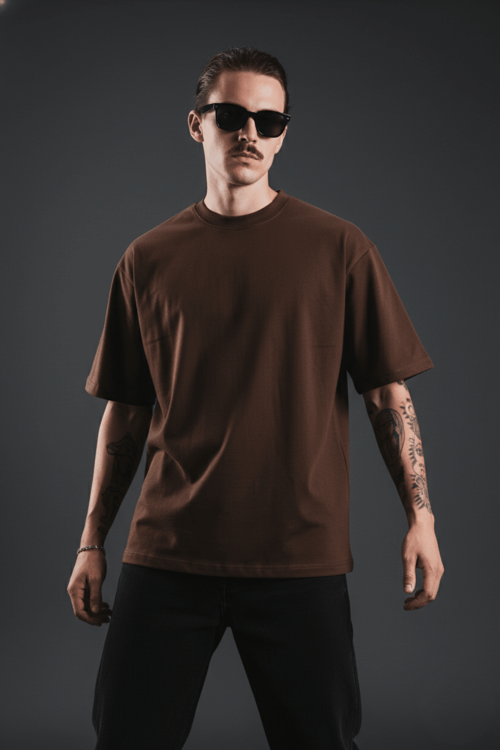 Brown Solid Oversized T-Shirt - Echolope
