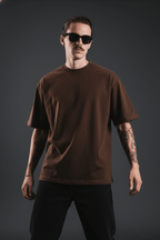 Brown Solid Oversized T-Shirt - Echolope