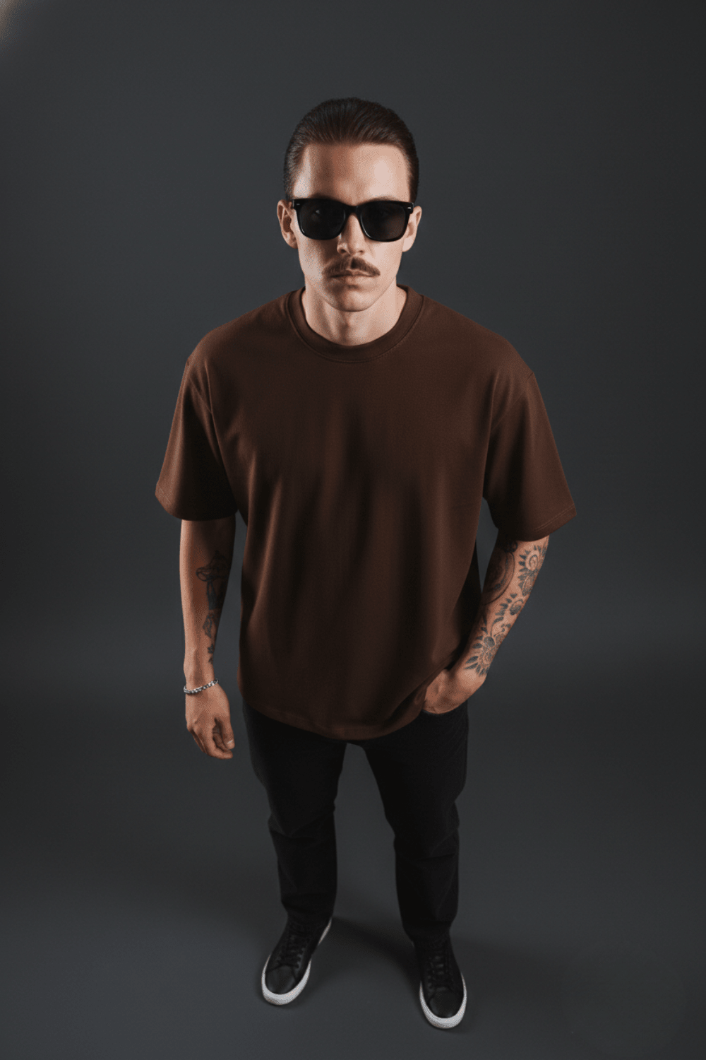 Brown Solid Oversized T-Shirt - Echolope