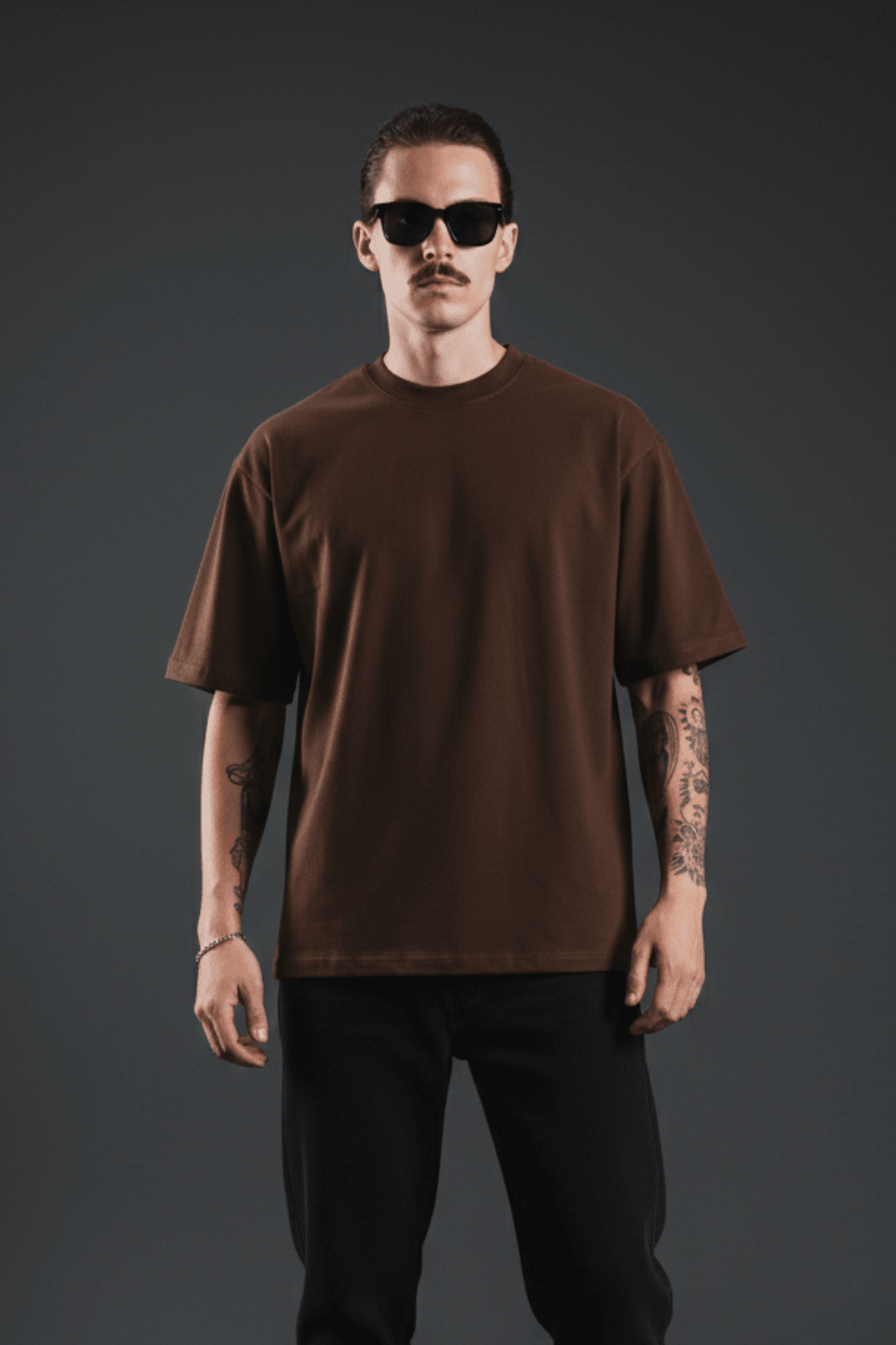 Brown Solid Oversized T-Shirt - Echolope Main image