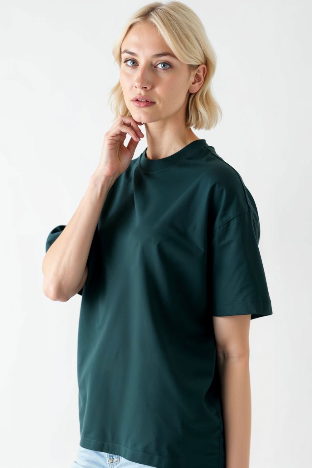 Dark Green Oversize T-Shirt for Women – Comfortable Baggy T-Shirt - Echolope