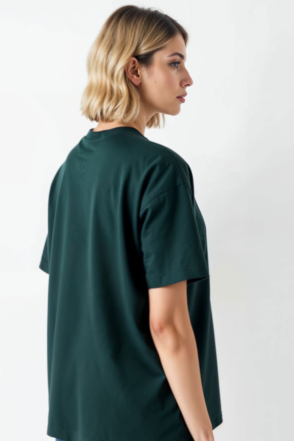 Dark Green Oversize T-Shirt for Women – Comfortable Baggy T-Shirt - Echolope