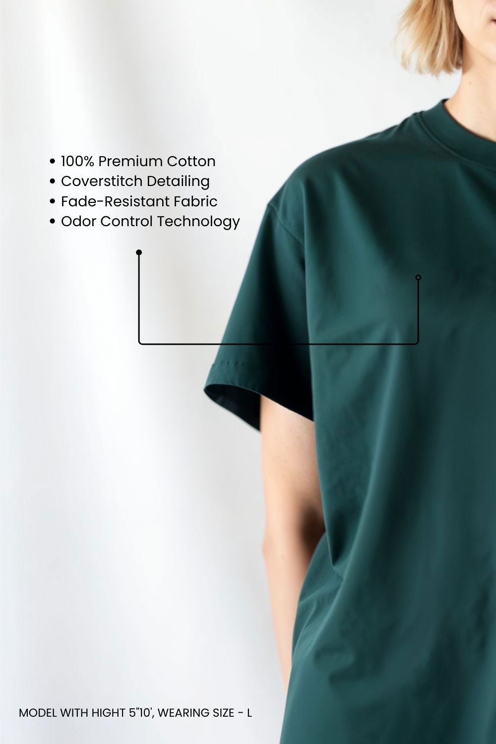 Dark Green Oversize T-Shirt for Women – Comfortable Baggy T-Shirt - Echolope