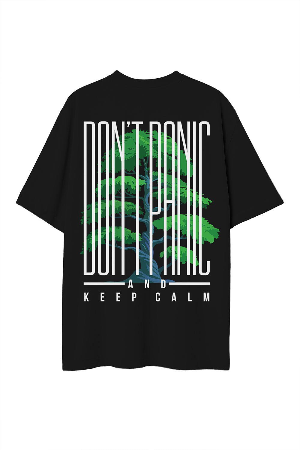 Don’t Panic" Oversized Graphic T-Shirt – Black Edition - Echolope
